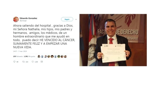 Se curó del cáncer y lo celebró con un emotivo tweet