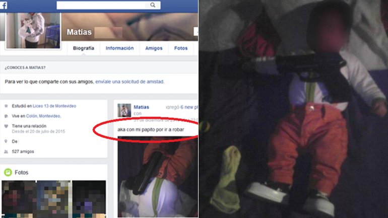 Una foto en Facebook de un bebé con un arma en el pecho generó un debate en Uruguay