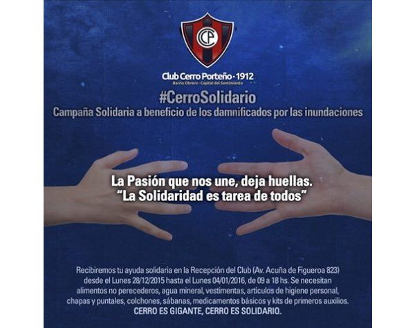 Cerro se une a la campaña: “La solidaridad es tarea de todos”
