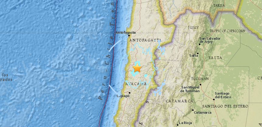 Reportan nuevo sismo en las costas de Chile