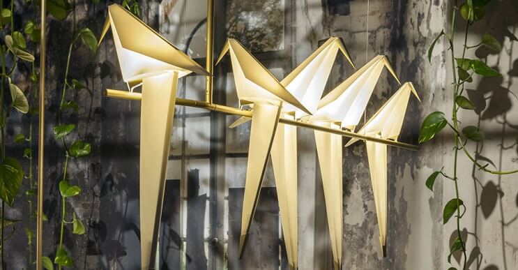 Lámparas de origami hechas por un artista londinense