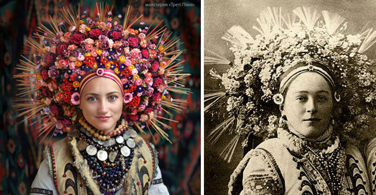 Mujeres ucranianas visten tocados para incentivar la cultura