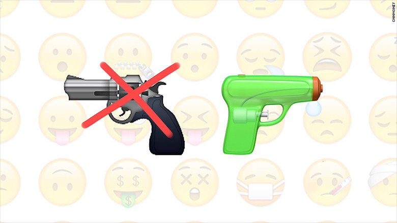 Emoticón de pistola será reemplazado por uno de pistola de agua en la próxima versión de Apple