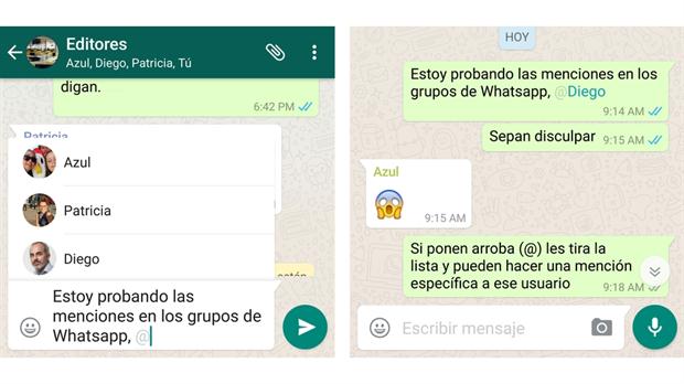 Llegan las menciones a WhatsApp