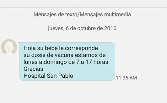 San Pablo implementa con éxito sistema de mensajería para vacunación