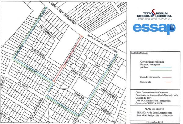 Essap anuncia cierre de avenida por tres semanas en Fernando de la Mora