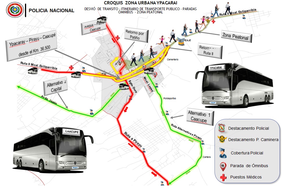 Desvíos en el tránsito por las festividades de la Virgen de Caacupé