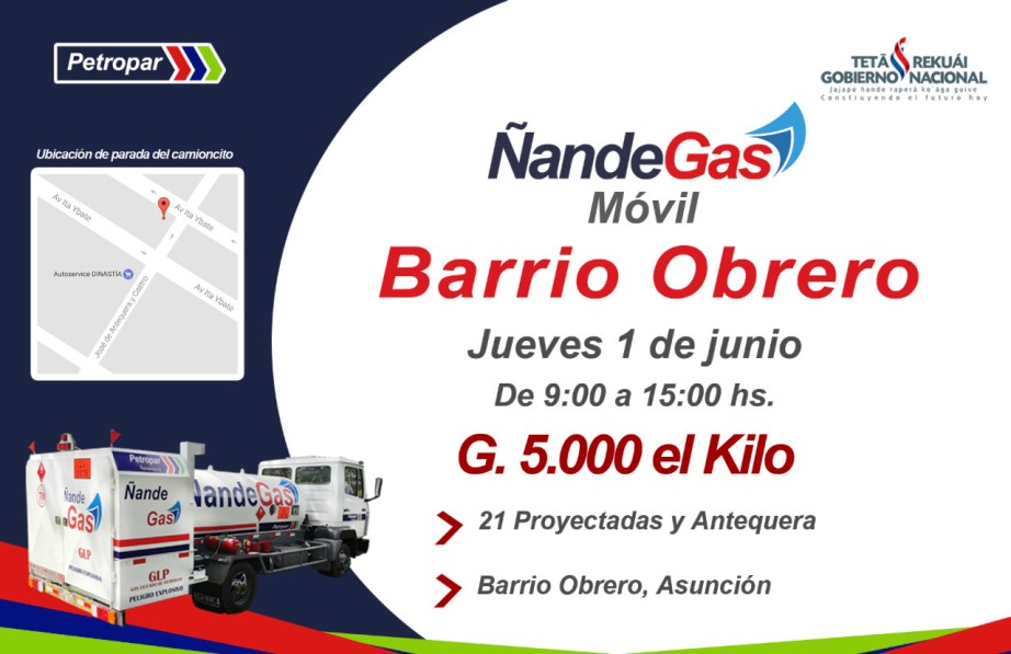 Ñande Gas Móvil estará este jueves en Barrio Obrero