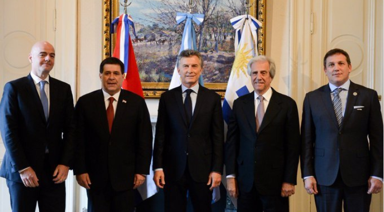 Oficializan candidatura de Paraguay, Argentina y Uruguay para el mundial