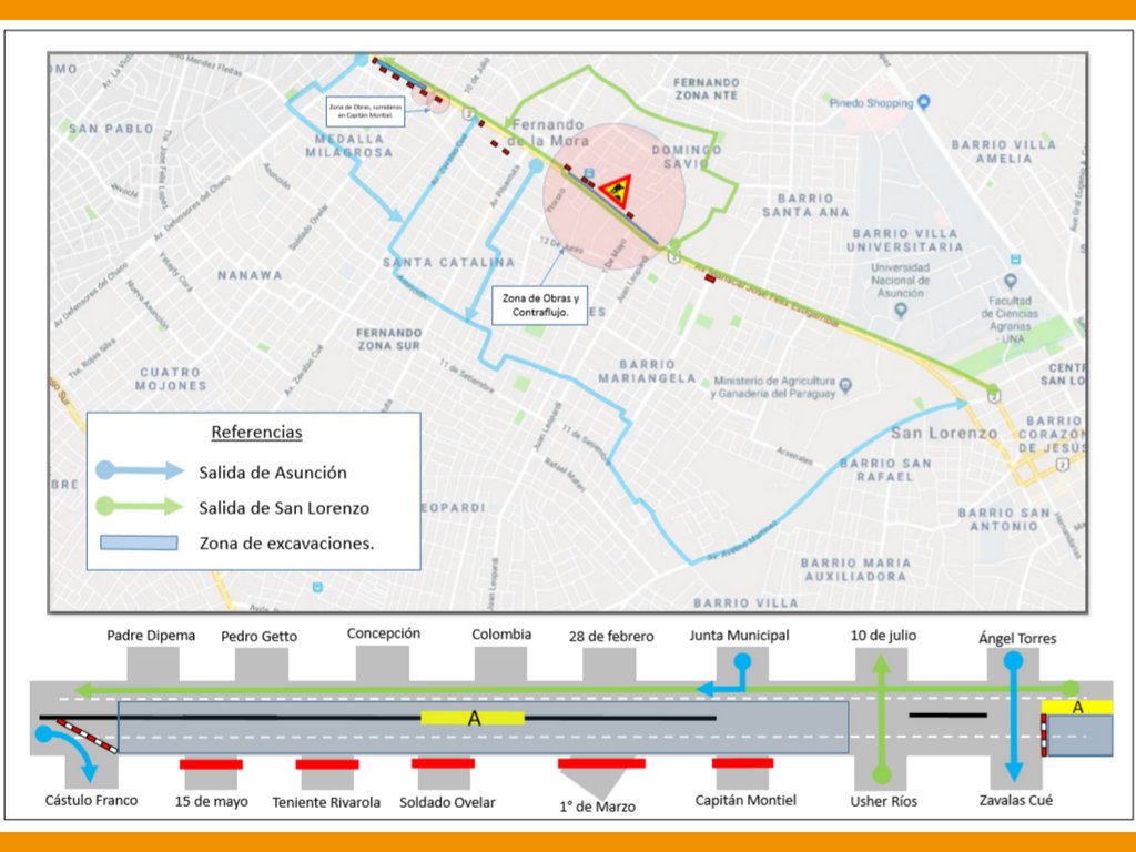 Metrobús: Clausuran intersección de Capitán Montiel y ruta Mariscal Estigarribia