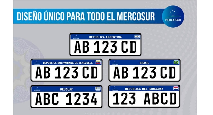 Nuevas chapas MERCOSUR entrarán en vigencia a partir de abril próximo