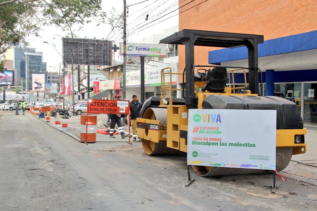 Hormigón armado en vez de asfalto, la opción que implementa la Municipalidad de Asunción