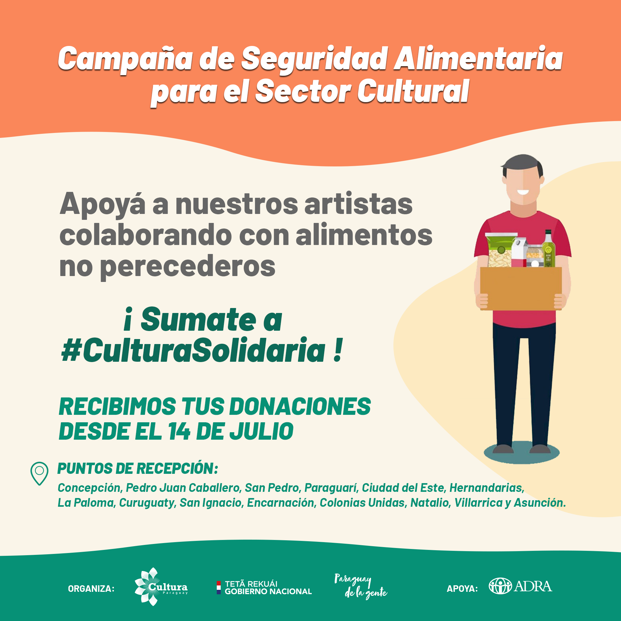 Secretaría Nacional de Cultura impulsa Campaña de Seguridad Alimentaria para el Sector Cultural