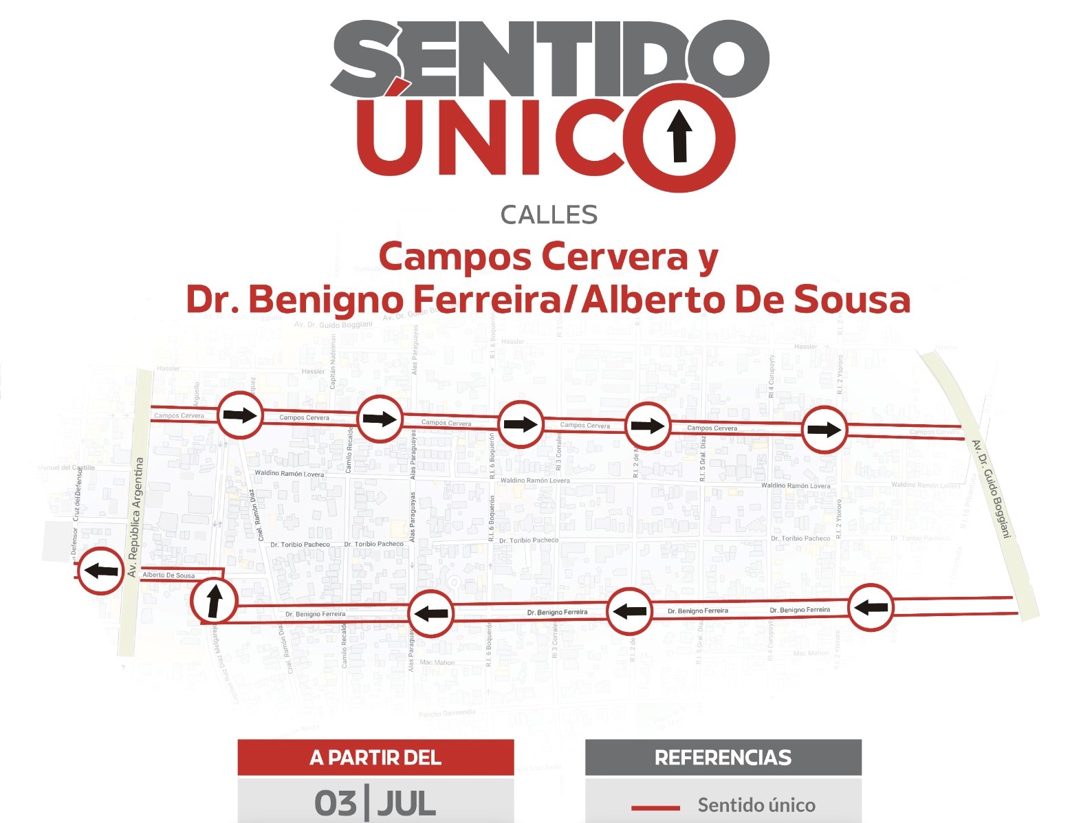 Calles asuncenas cambian de sentido a partir de hoy