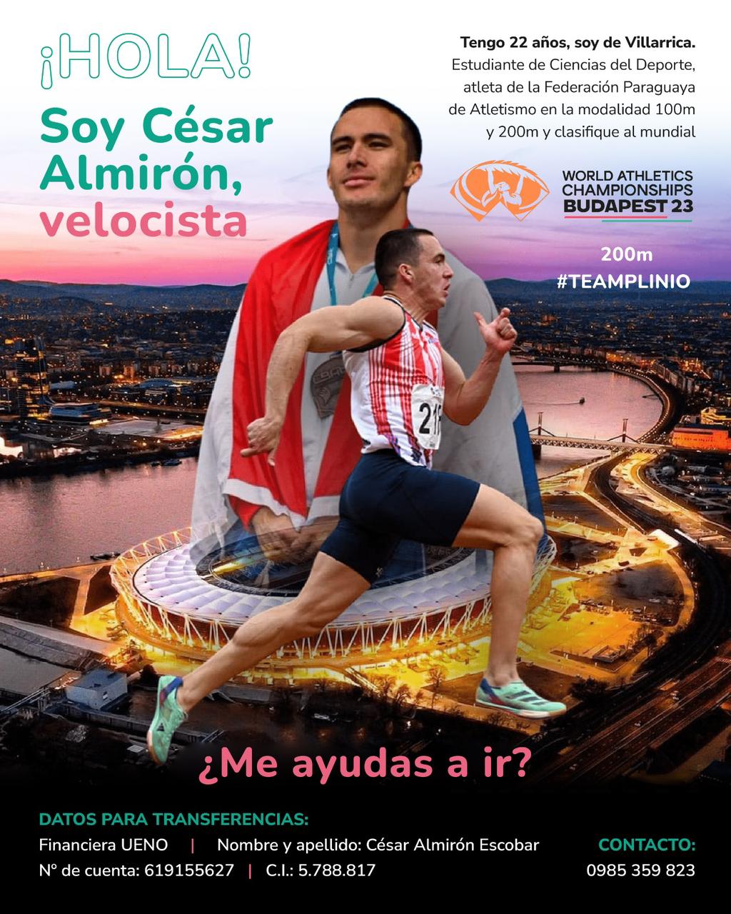 Atleta olímpico necesita apoyo económico para participar del Mundial de Atletismo